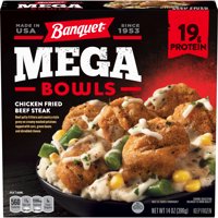 Banquet Mega Bowls Chicken Fried Beef Steak Frozen Dinner, 14 Ounce