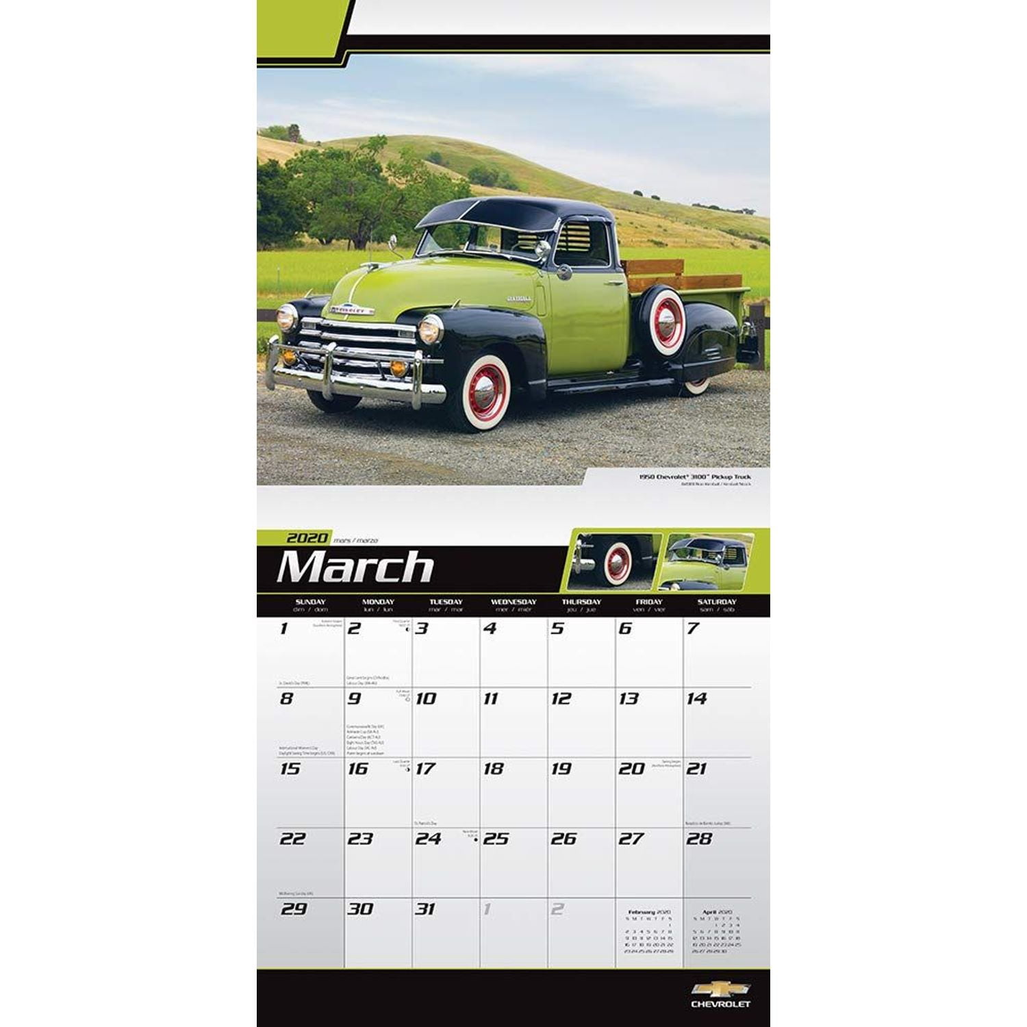Classic Chevy Pickups 2020 12 x 12 Inch Monthly Square Wall Calendar