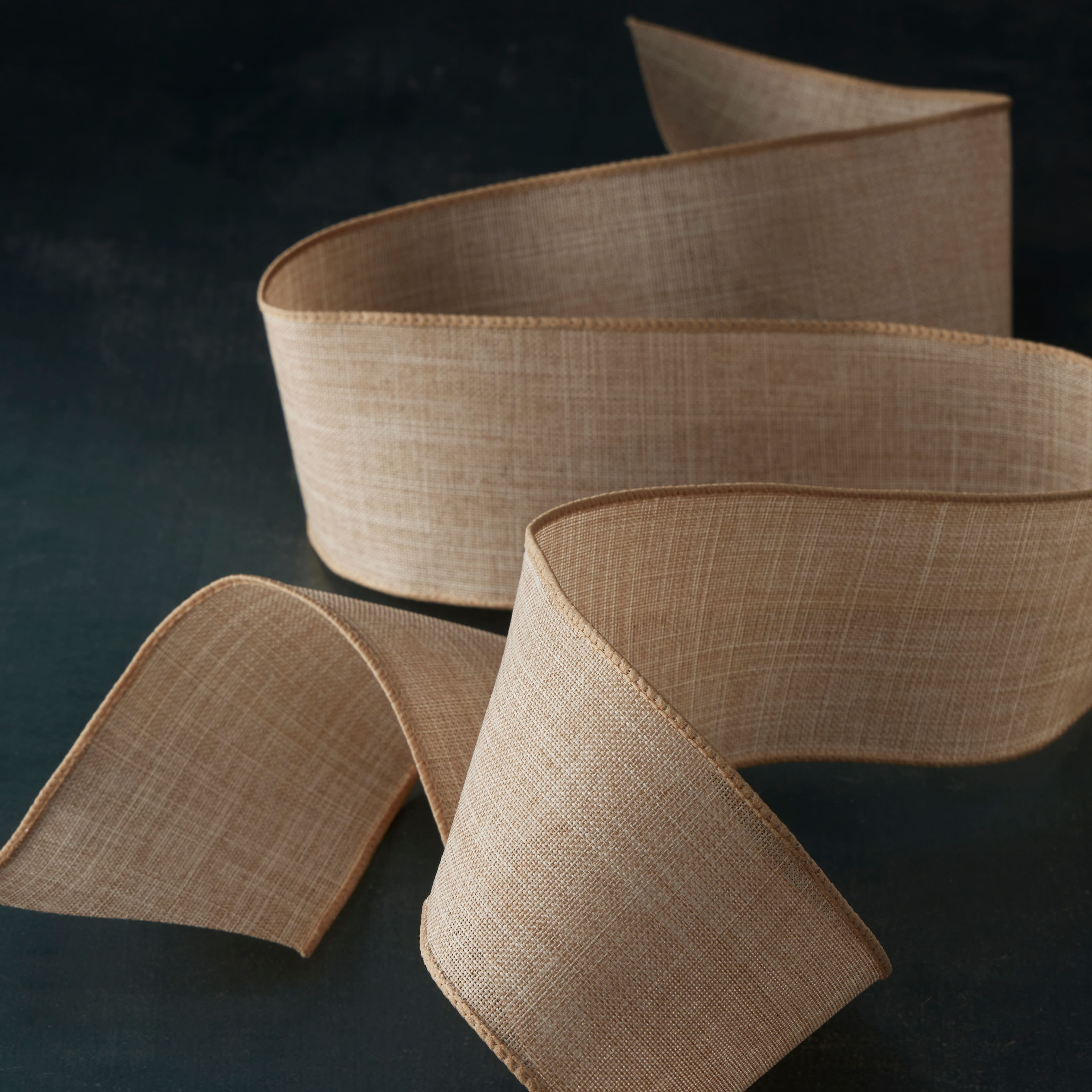 12 Pack: 2.5" x 25ft. Faux Linen Wired Ribbon by Celebrate It