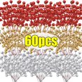 thumbnail image 2 of Wholesale Artificial Glitter Red Berries Shiny Holly Berry Stems Branches DIY Wreath Xmas Tree Ornaments Party Home Decoration, 2 of 5