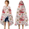 thumbnail image 3 of Pink Christmas Red Truck and Snowman Pattern Hooded Bath Towel，50"x30" for Ages 3 To 12 Kids, Quick Dry Lightweight Soft Microfiber Hood Beach Towel Cover Up for Kids, 3 of 7