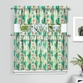 thumbnail image 2 of Cute Cactus Succulent Kitchen Curtain Set, 3PCS 27.5x36in Polyester Valance and Tier Panels, Botanical Window Drapes, 2 of 6
