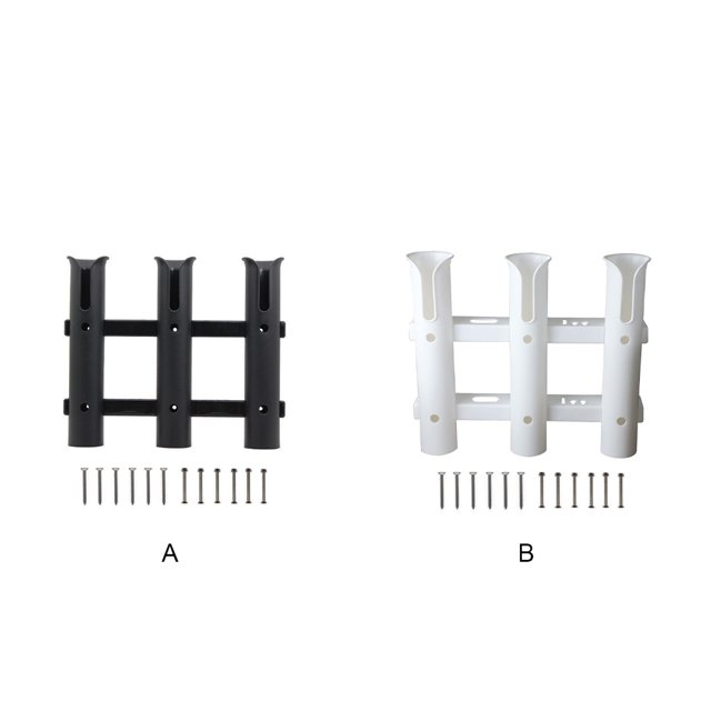 Support de Stockage de Canne à Pêche Portable Vertical 3-link Plastique Réutilisable Bateau Poteau Rack Monter Tube Mains Libres Professionnel Portant Organisateur Noir