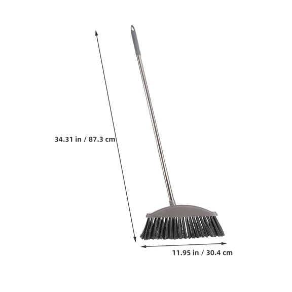 OUNONA 2-Pack Stiff Bristle Brooms Dark Grey Heavy Duty Household Floor Cleaning Wide Scrub Brushes