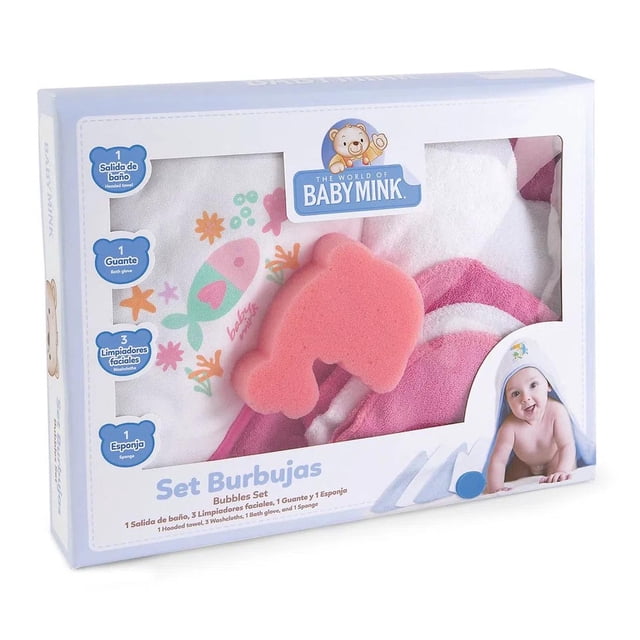 Kit De Baño Baby Mink Burbujas Rosa