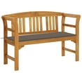 thumbnail image 3 of vidaXL Outdoor Patio Bench Garden Park Bench with Cushion Solid Wood Acacia, 3 of 16