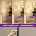 thumbnail image 3 of OUTON 80" Mordern Floor Lamp, 3 Light Arc Standing Lamp with Linen Lamp Shade for Living Room, Bedroom, 3 Bulbs Includes(Black), 3 of 10