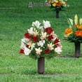 thumbnail image 3 of Sympathy Silks Artificial Cemetery Flowers Red Tulips/White Iris Bouquet, 3 of 10