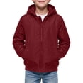 thumbnail image 3 of Boys Midweight Puff Jacket with Hood Zip Up Warm Relaxed Fit Casual Kids Winter Coats Red 14 Years, 3 of 7