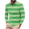 thumbnail image 3 of DDAPJ pyju Men's Striped Polo Shirt Fashion Casual Polos Long Sleeve Mesh Golf Shirts Slim Fit Stretch Collared T-shirt Green M, 3 of 6