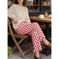 thumbnail image 4 of JWD Women's Checkered Wide Leg Pants Casual Elastic Waist Comfy Loose Fit Trousers with Pockets Red White Plaid M, 4 of 8