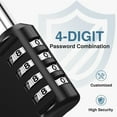 thumbnail image 2 of Puroma Combination Lock 4 Digit Waterproof Locker Locks Secure Outdoor Padlock For Gym Lockers, Toolboxes, Gates, Fences, Storage, Sports Locker (Black), 2 of 7