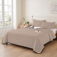 thumbnail image 2 of Queen Quilt Set 90''x96'', Warm Beige Lightweight Summer Bedspread Coverlet Set with 2 Pillow Shams, Solid Color Farmhouse Beige Breathable All Season Quilt Bedding for Bedroom/Guest Room, 2 of 9