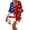 Red, variant on Women's 4th of July 250 Years Anniversary V Neck Star Print Dress Loose Fit Oversized Shoulder Casual Summer Midi Dress Independence Day Patriotic USA Flag Tunic Top Blue L