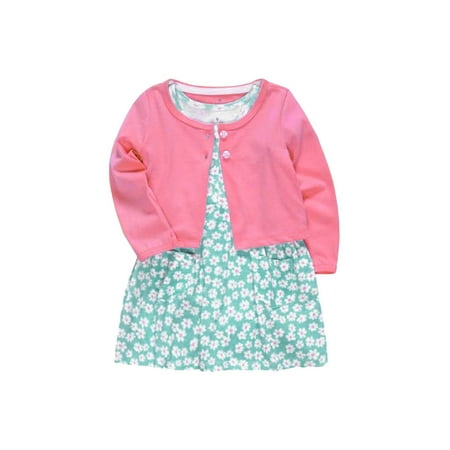 

Bomotoo Girls Sweet Autumn Outfits Ruffled Swing Cardigan + Dresses Princess Cute Short Sleeve 2Pcs Outfit Suit Light Pink Green 9M/66cm