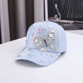 thumbnail image 2 of WGRFFH Bling Butterfly Sequin Baseball Cap for Women,Studded Rhinestone Adjustable Sparkling Baseball Hat,Hip Hop Hat,UV Protection Duckbill Hat,Breathable Cotton,Outdoor Casual Trendy Sun hat Blue, 2 of 7