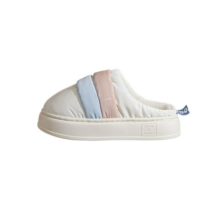 

Lacyhop Womens Warm Slipper Closed Toe Winter Slippers Platform House Shoe Home Lightweight Slides Nonslip Backless Clogs White 7-7.5