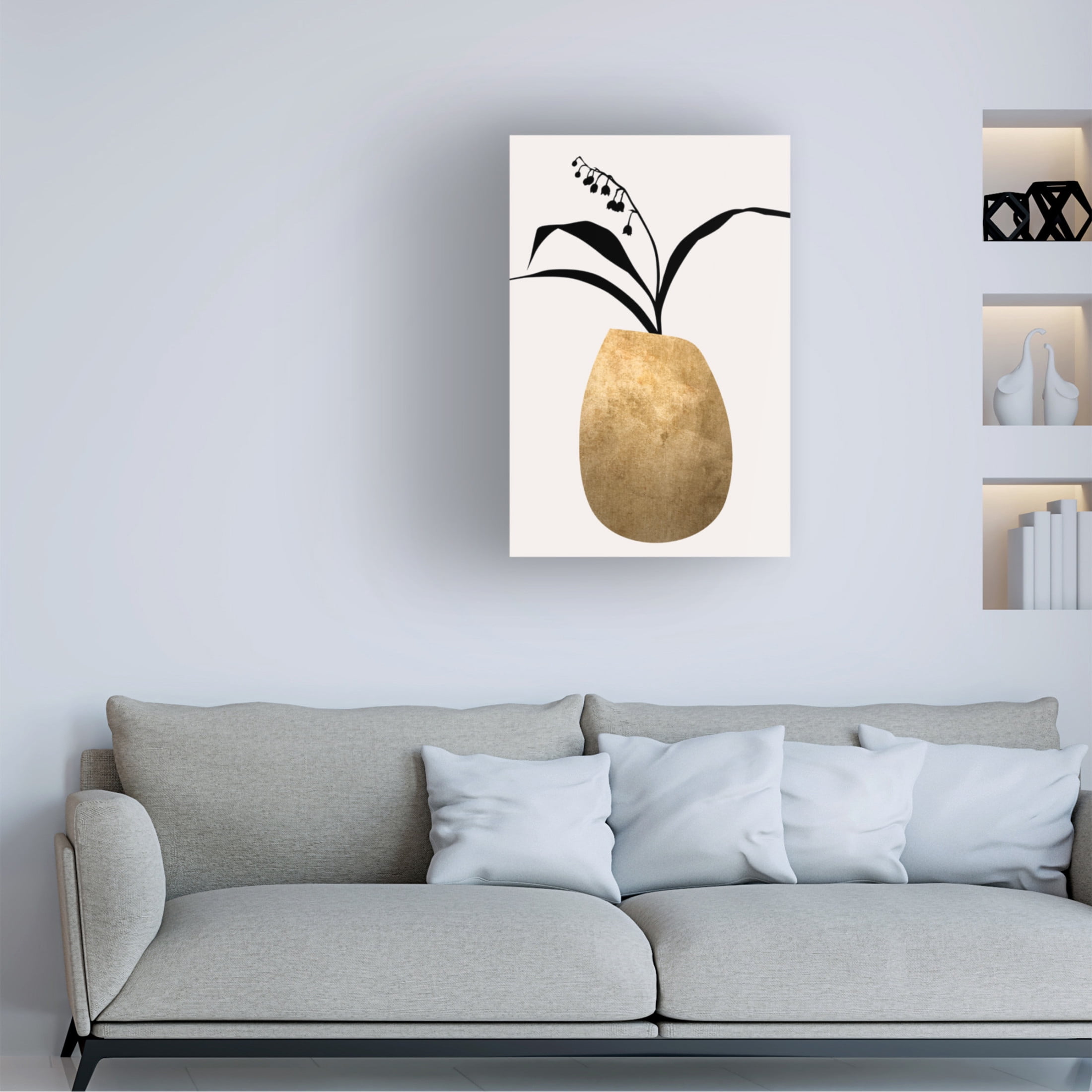 Trademark Fine Art Kubistika Water Lilies Gold Canvas Wall Art