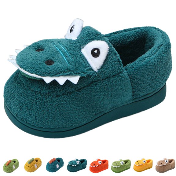 HNMKIU Fashion Cute Autumn and Winter Boys and Girls Slippers Flat Bottom Lightweight Soft and Comfortable Warm Solid Color Cartoon Animal Shape Kids Slippers,02_Blue, 18-24 Months