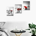 thumbnail image 6 of red Flowers 3 Piece Canvas Print Wall Art for Living Room Bathroom Decorations Bedroom Wall decor modern Eiffel Tower umbrella Office Home Decoration wall paintings Black and white bicycle landscape, 6 of 6