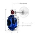 thumbnail image 5 of Gem Stone King 14k White Gold Blue Created Sapphire and Red Rhodolite Garnet Earrings for Women (3.38Cttw, GemstoneSeptember Birthstone, Oval 8X6MM, Round 2.5MM), 5 of 5
