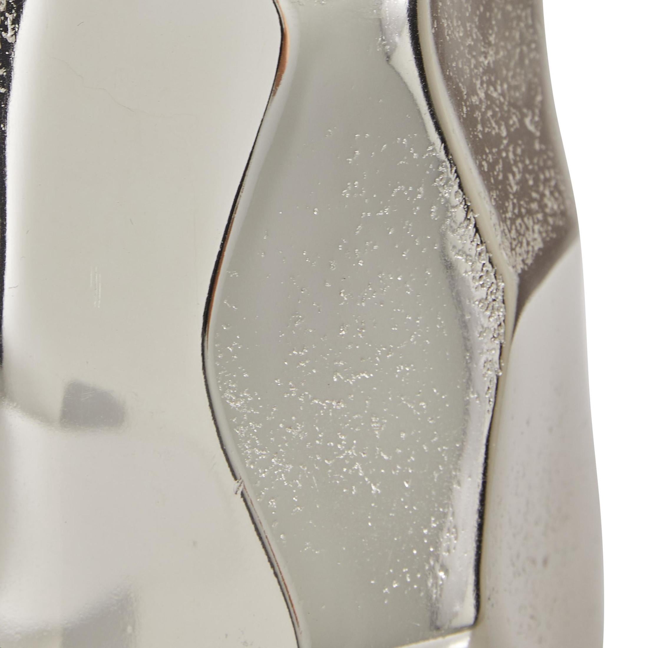 DecMode 12" Geometric Silver Aluminum Metal Vase