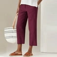 thumbnail image 3 of Capri Leggings for Women Summer Zipper Pocket Pants Casual Button Solid Capris Pant, 3 of 7