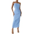 thumbnail image 1 of Vestido PRETTYGARDEN Maxi Bodycon Strapless Azul Claro Talla L, 1 of 6