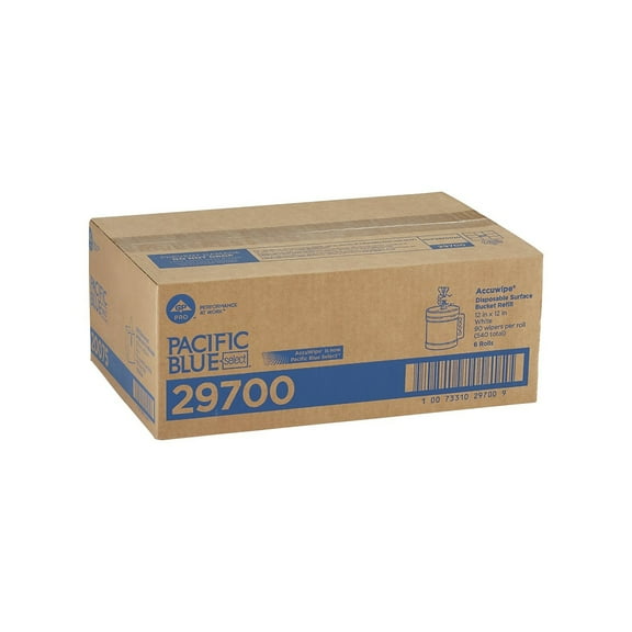 Pacific Blue Select Cleaning Wipers, 12",  White, 90 Sheets/Roll, 6/Carton (29700)