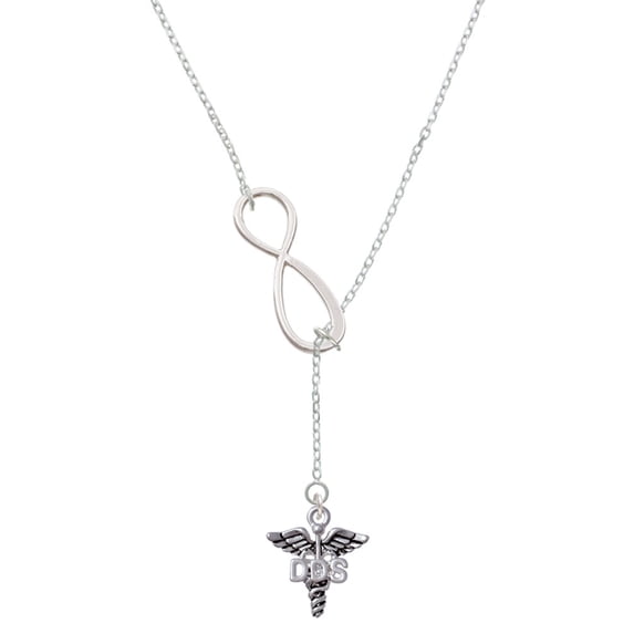 Delight Jewelry Silvertone Caduceus - DDS Silver tone Elegant Infinity Lariat Necklace