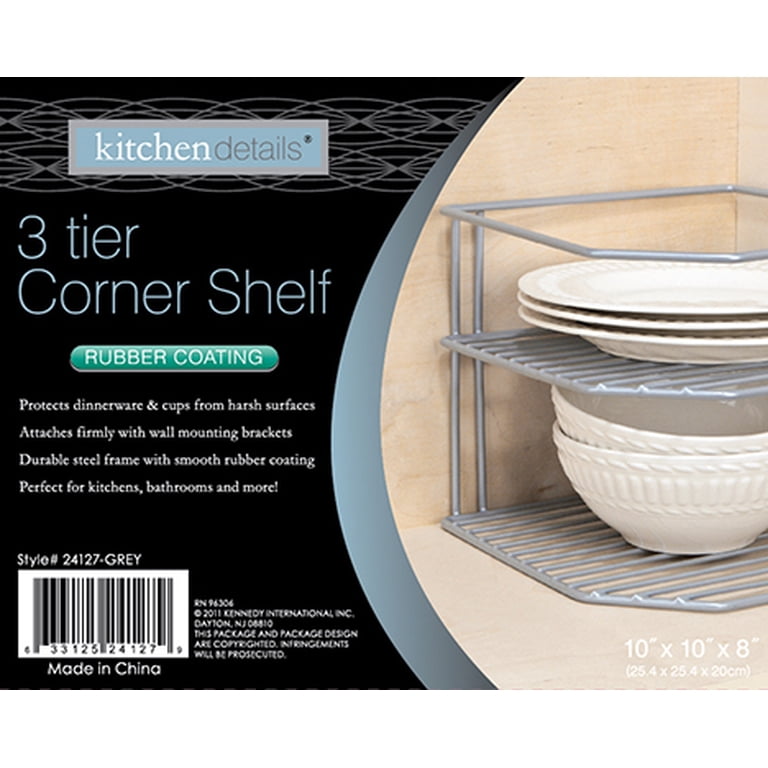Kitchen Details Iron Corner Shelf, 3-Tier, Grey photo 5