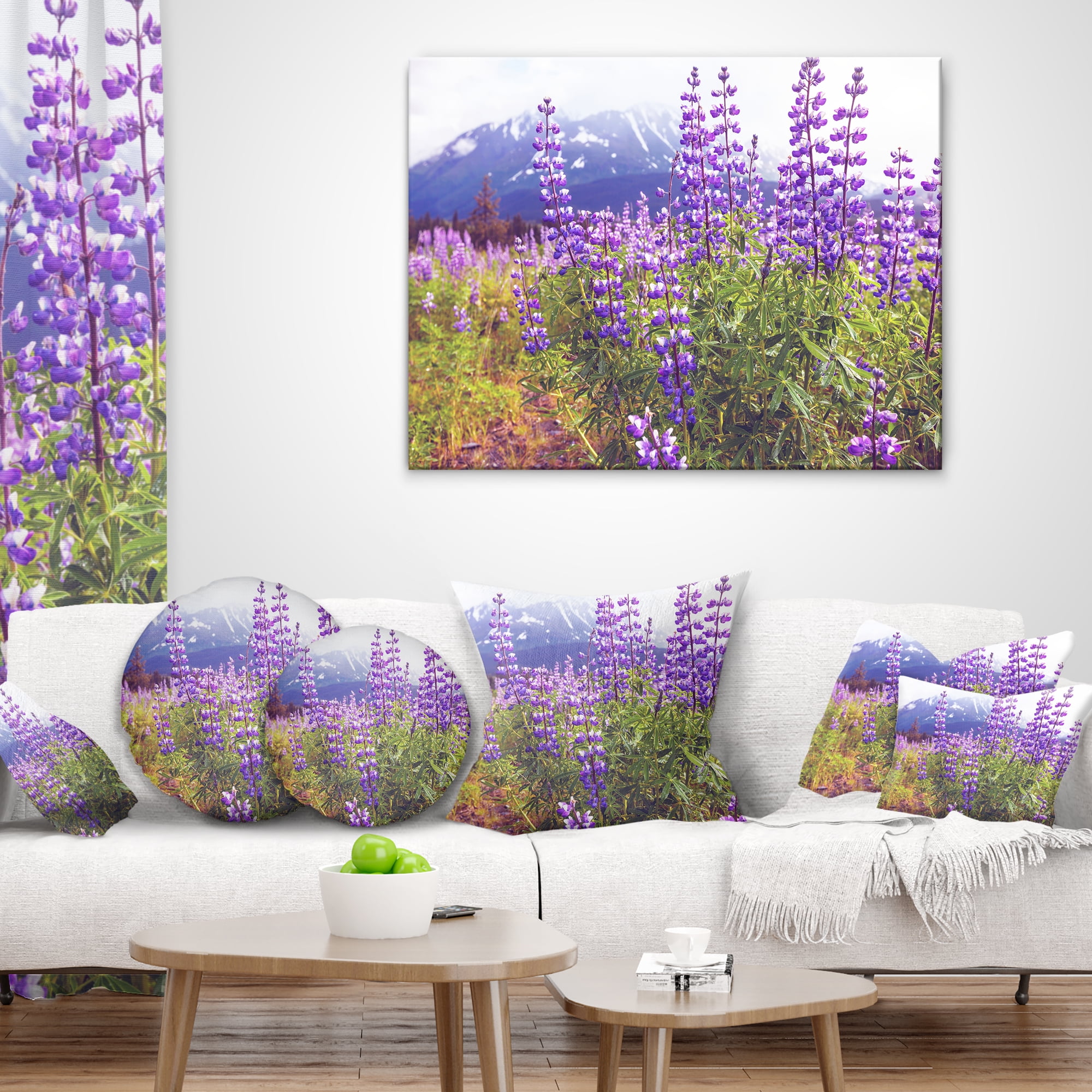 Designart 12" x 20" Purple Polyester Throw Pillow