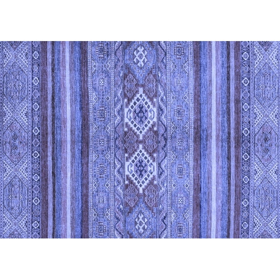 Ahgly Company Machine Washable Indoor Rectangle Abstract Blue Modern Area Rugs, 8' x 10'
