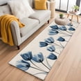 thumbnail image 2 of Navy Blue Runner Rugs 2x6 ft Tulip Minimalist Modern Flower Art Linen Background Washable Hallway Rugs Non-Slip Floor Mats Absorbent Carpet Bedside Runners for Bedroom Kitchen Bathroom Laundry Room, 2 of 9