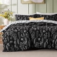 thumbnail image 1 of Funda Queen Size - Juego de Funda Nórdica Reversible Floral con Cierre de Cremallera, Negro, 1 of 7