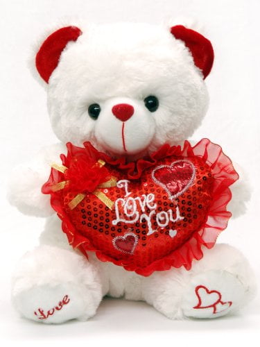 14" Teddy Bear Plush Stuffed Animal Doll Toy White Red I Love U Heart NEW 
