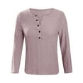 thumbnail image 4 of Giftesty Womens Shirts Fashion Women's Button V-Neck Long Sleeve Casual T-Shirt Top Solid Loose Blouse, 4 of 6
