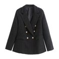 thumbnail image 4 of YDFCWXW Women's Double Blazers Notch Lapel Business Casual Long Sleeve Open Front Blazer Jackets Work Suits Black, M, 4 of 4