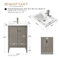 thumbnail image 4 of Vanity Art 24" Double Door Bathroom Vanity with Sink, Freestanding Storage Cabinet with Ceramic Top, and Removable Shelve, 4 of 8