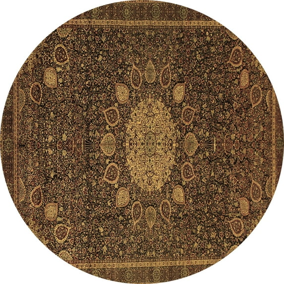 Ahgly Company Indoor Round Medallion Brown Traditional Area Rugs, 8' Round