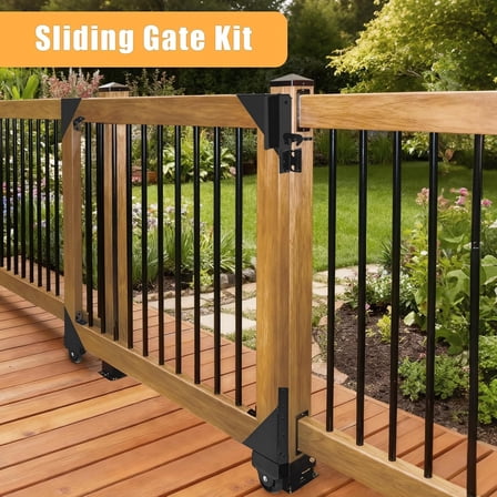 Sliding Gate Kit, Heavy Duty Rolling Gate Hardware Kit, Smooth and Quiet Sliding Fence Gate Kit for Wooden and Metal Outdoor Gates