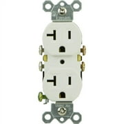 GE Grounding Heavy-Duty Duplex Receptacle Outlet, White, 20A, 10921