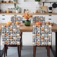 thumbnail image 3 of Thanksgiving Pumpkin Chair Covers Set of 8 Fall Sunflower Leaves Plaid Texture Chair Back Covers Stretch Removable Washable Slipcovers Protector for Dining Room Kitchen Party Decor, 3 of 5