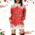 thumbnail image 2 of Women's Christmas Printed Hoodie Dress Long Sleeve Pullover Casual Sweatshirt With Pocket Comfortable Holiday Fashion, 2 of 2