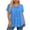 Sky Blue, variant on cocolona Womens Pleated Cute Plus Size Tops Crew Neck Short Sleeve Loose Shirts Casual Flowy Tunic Gradient Blouses