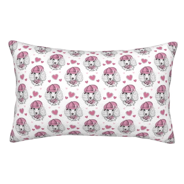 Fotbe Cute Poodle Dog Funda de Almohada Decorativa Estilo Occidental, Lujo en Algodón, Fundas para Almohadas King, Cojín Estampado para Decoración del Hogar-16"x24"
