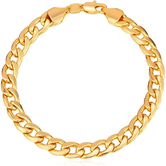 FrostHike Cuban Link Bracelet for Men Women, Masculine Solid Bracelet, Solid Chunky Chain Bracelets,Stainless Steel/Black/18K Gold Plated Hip Hop Jewelry for Husband Dad Son(Gift Packed)