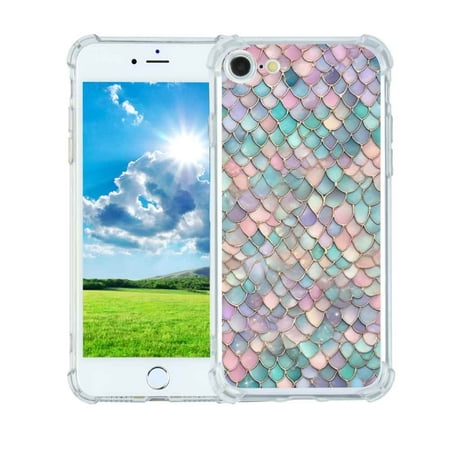 Pastel-mermaid-scales-5 Phone Case, Designed for iPhone SE 2020 Case Soft TPU for girls boys gift,Shockproof Phone Cover