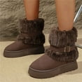 thumbnail image 2 of Coffee Female Fashion Boots With Soft Sole And Thick Furry Insulation Round Toe Design Perfect For Cold Weather Activities And Leisure Wear Cozy And Durable, 2 of 6