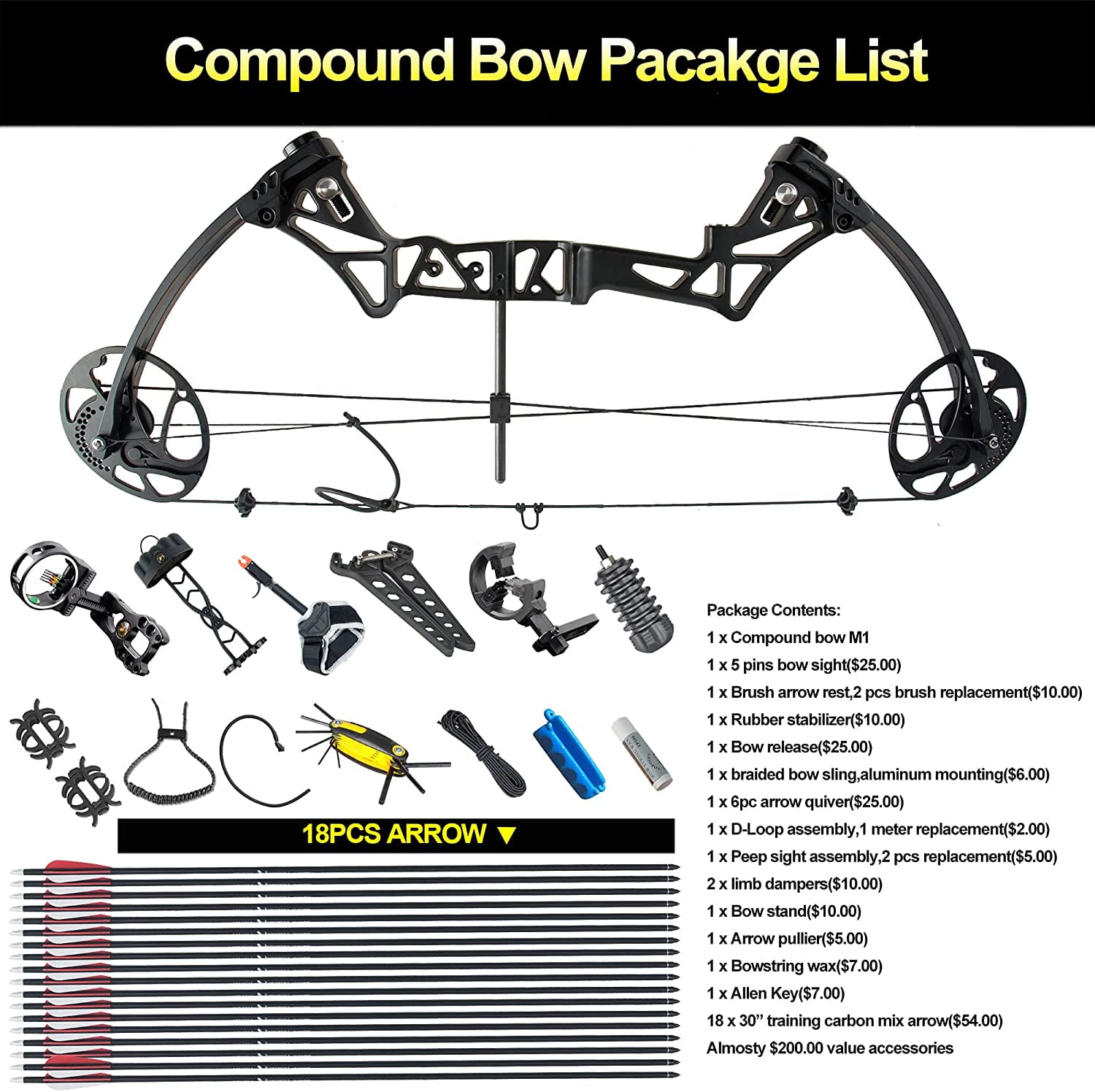 Buy XGeek Compound Bow and Arrow kit, 320 Fps Speed Hunting & Target Bow,  with All Accessories, USA-Made Limbs, Draw Weight Adjustable 20-70 Lbs, Draw  Length 17-29 for Hunting & Target Online